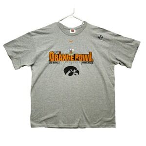 Vintage Nike Team Iowa Hawkeyes 2003 Orange Bowl T-Shirt Gray Mens XL USA Made